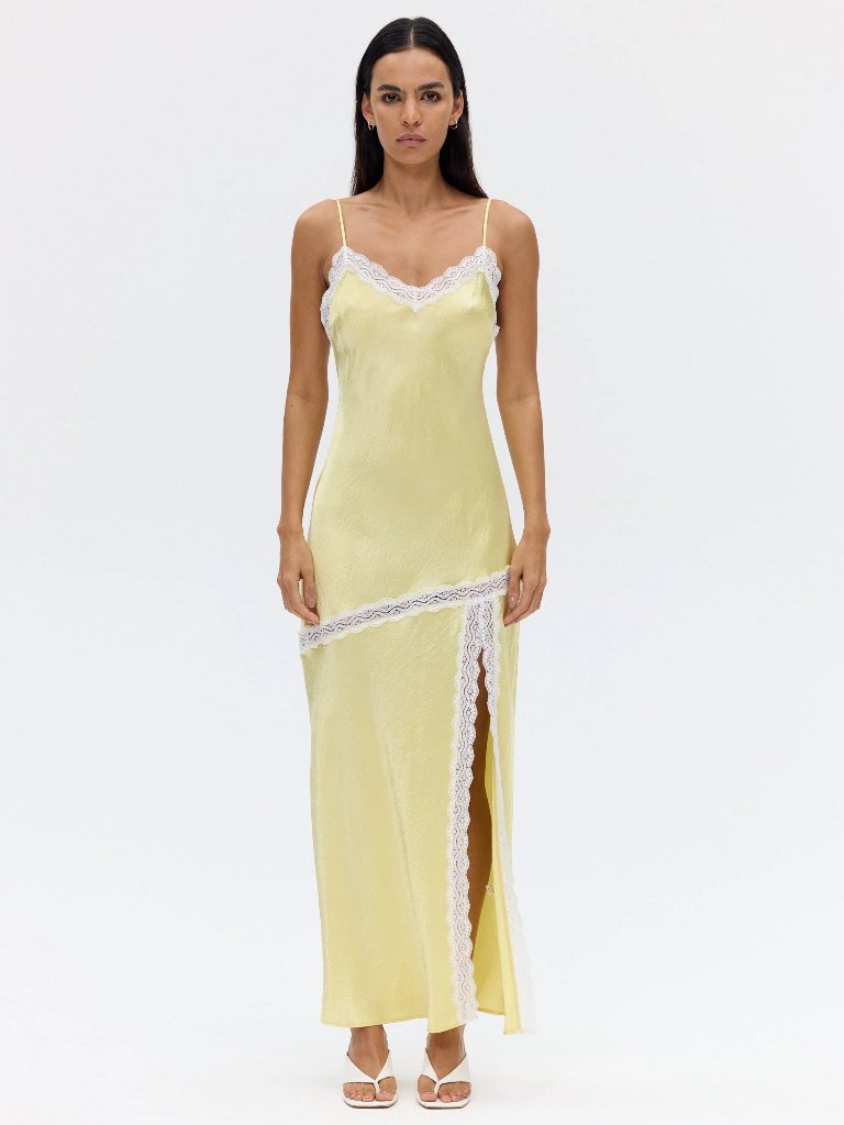 Third Form Sevin Lace Trim Slip Dress | Lemon
